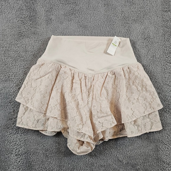 OFFLINE by Aerie Pants - OFFLINE by Aerie Real Me Lace Skort Cream Ruffle Tiered Mini Skirt Small NEW